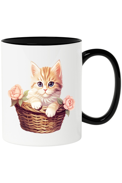 StoryGift Romania Cana cu o pisicuta care sta intr-un cosulet | floricele | p...