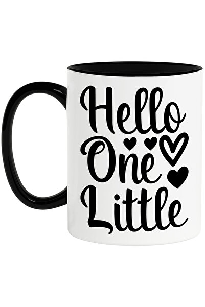 StoryGift Romania Cana cu inimioare si salutul "Hello, little one" - salut/buna micuto copilarie c, Cu Maner Negru