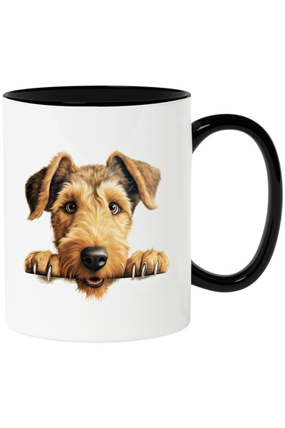 StoryGift Romania Mug with a furry dog ​​| illustration | brown | looking ove...