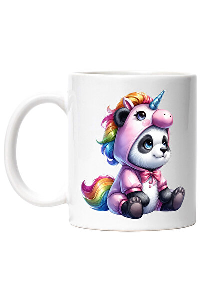 StoryGift Romania Cana cu un urs Panda vesel, ilustratie, curios, costumat in...