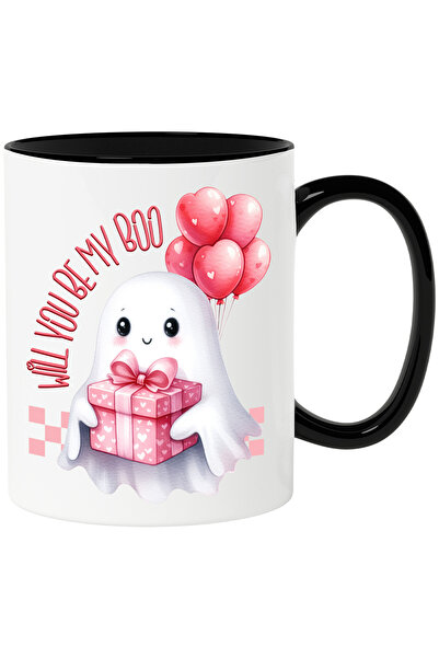 StoryGift Romania Cana cu o fantoma care tine un cadou in brate cu mesajul "W...