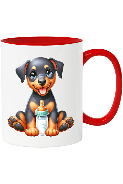 StoryGift Romania Cana cu un catelus vesel care are un biberon in fata | grij...