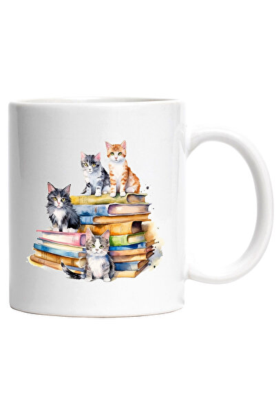 StoryGift Romania Cana Cu Pui De Pisica, Carti, Teanc, Watercolor, Ilustratie...