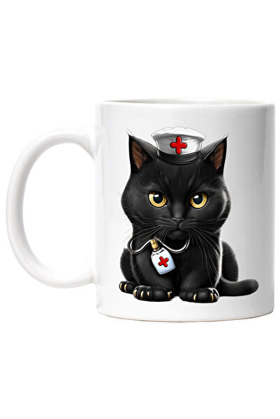 StoryGift Romania Cana cu o pisica neagra serioasa | ilustratie | medicina | ...