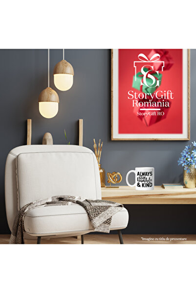 StoryGift Romania Cana cu textul motivational in engleza "Always stay humble & kind" - ramai mereu, Cu Maner Alb STG
