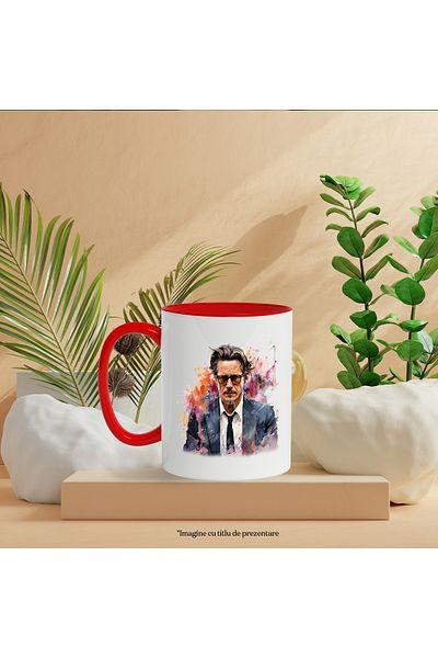 StoryGift Romania Mug With Johnny Depp, Actor, Celebrity, Movies, Glasses, Multicolor 330 ml, Sky, With,STG.