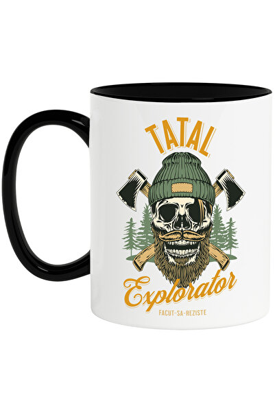 StoryGift Romania Cana Tatal-explorator padurar topor familie, 330ml, Ceramic...