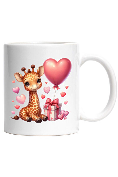 StoryGift Romania Cana cu un pui de girafa vesel | ilustratie | inimioare | c...
