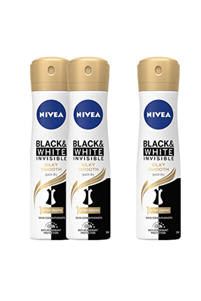 NIVEA Deodorant spray invizibil pentru alb și negru, mătăsos, 3 x 150 ml