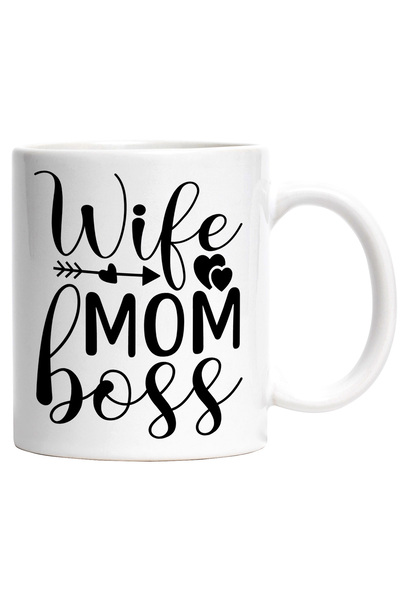 StoryGift Romania Cana cu inimioare si textul "Wife, mom, boss" - sotie loial...