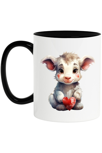 StoryGift Romania Cana cu un vitel jucaus | ilustratie | vesel | tine o inima...