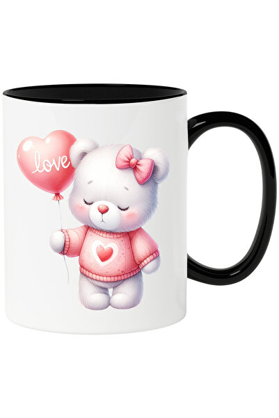 StoryGift Romania Cana cu un ursulet care tine un balon in forma de inima | i...