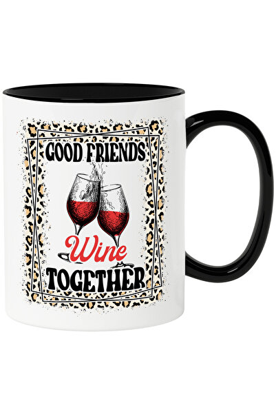 StoryGift Romania Cana cu 2 pahare cu vin cu mesajul "Good friends wine toget...