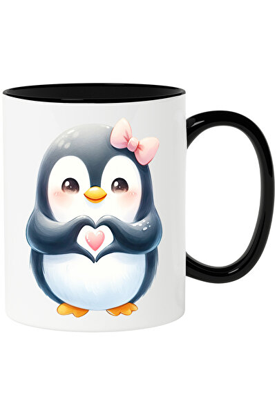 StoryGift Romania Cana cu un pinguin care face un semn in forma de inima | il...