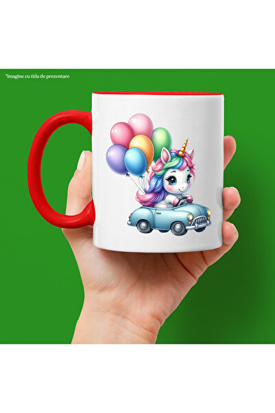StoryGift Romania Cana cu un unicorn care conduce o masinuta, ilustratie, bal...