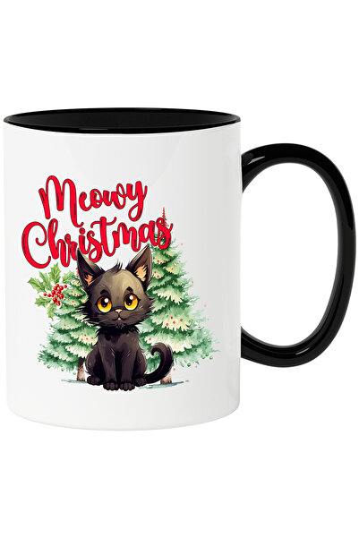 StoryGift Romania Cana cu pisoi negru cu mesajul "Meowy Christmas", Craciun f...