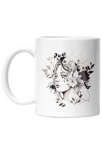 StoryGift Romania Cana cu o fata de femeie | ilustratie | serioasa | arta abs...