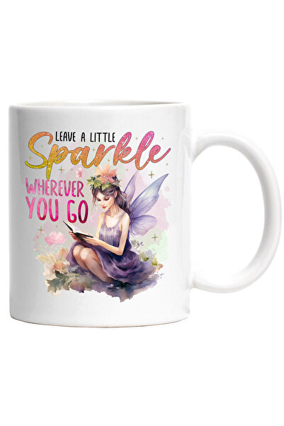 StoryGift Romania Cana cu zana care citeste cu mesajul "Leave a little sparkl...