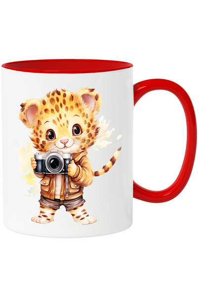 StoryGift Romania Mug with a jaguar cub taking pictures | holding a camera | ...