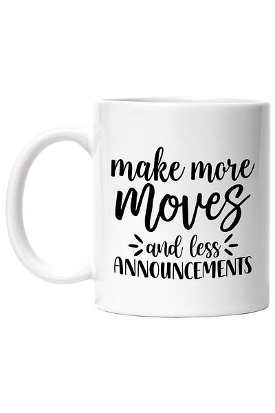 StoryGift Romania Cana cu mesaj motivational care te indeamna sa faci mai multe miscari si mai put, Cu Maner Alb