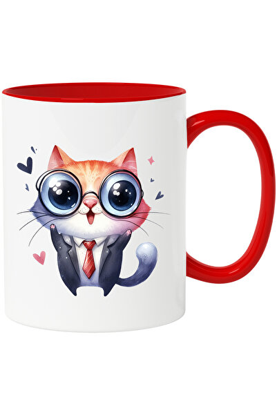 StoryGift Romania Cana cu o pisicuta la costum | ilustratie | ochelari | inim...