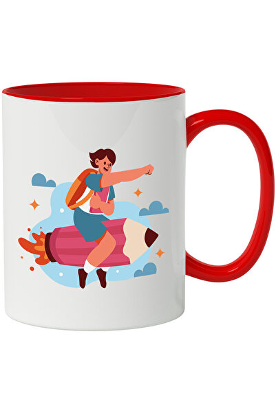 StoryGift Romania Cana Cu Creion, Racheta, Flacari, Stele, Cer, Nori, Student...