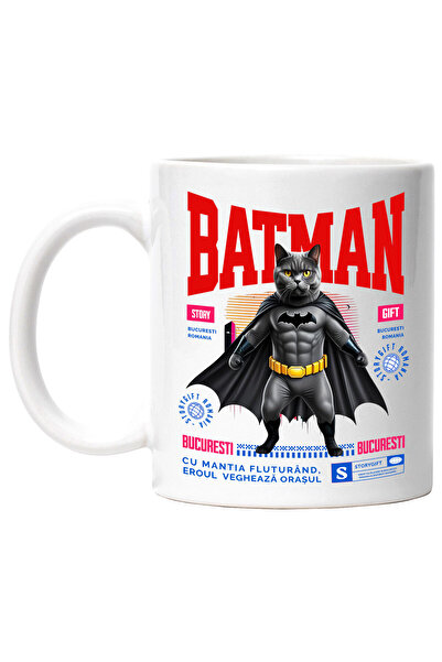 StoryGift Romania Cana cu British Shorthair Pisica In Costum de BatMan cu Pel...