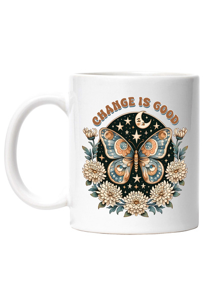 StoryGift Romania Cana cu un fluture cu mesajul "Change is good", ilustratie,...
