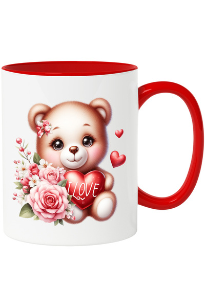 StoryGift Romania Cana cu un ursulet de plus care tine o inima in brate | cu ...