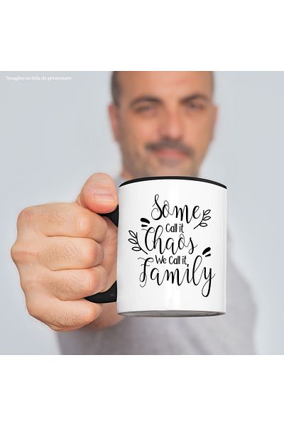 StoryGift Romania Mug with text in English "Some call it chaos, we call it family" - some il , Cu ,STG