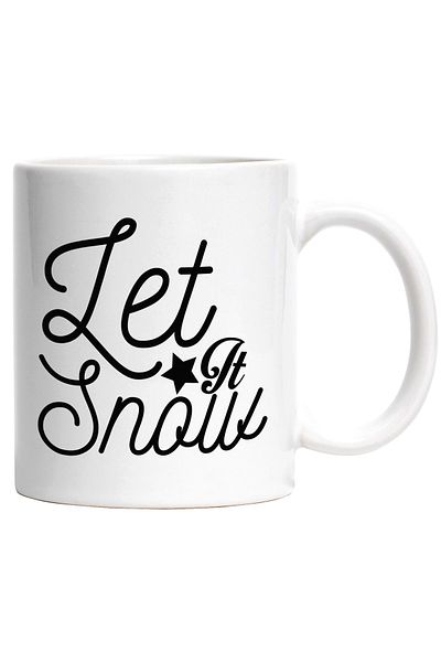 StoryGift Romania Cana cu textul in limba engleza "Let it snow" - lasa sa ninga iarna cu Maner Alb, Cu Maner Alb