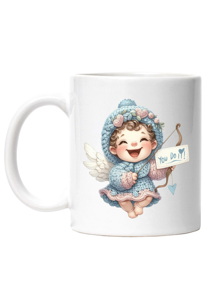 StoryGift Romania Cana cu un bebelus Cupidon, ilustratie, arc cu sageti, indr...