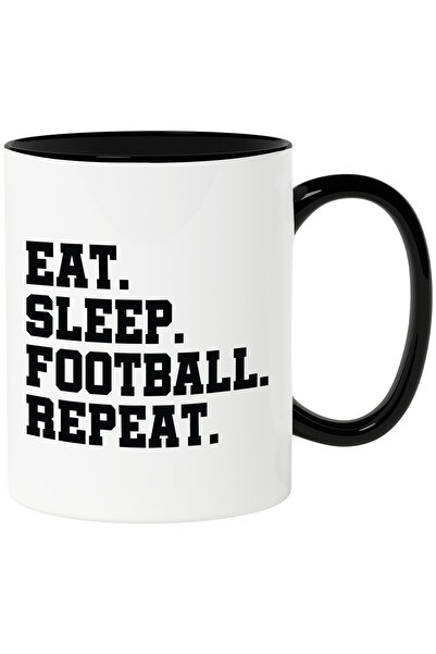 StoryGift Romania Cana cu textul "Eat. Sleep. Football. Repeat." - mananca do...