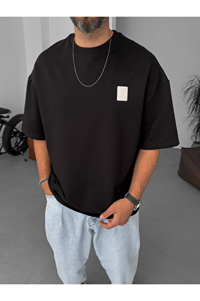 BYBASICMAN Siyah W Detaylı Oversize T-Shirt BY-069