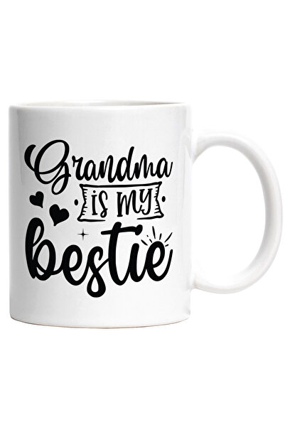 StoryGift Romania Cana cu inimioare si textul "Grandma is my bestie" - bunica...