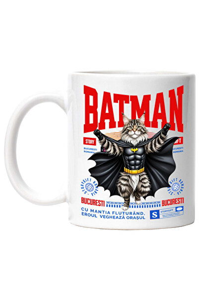 StoryGift Romania Cana cu Maine Coon 2 / Maine Coon 2Pisica In Costum de BatM...