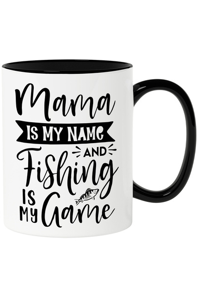 StoryGift Romania Cana pentru mamele care sunt foarte pasionate de pescuit - peste undita lac cu M, Cu Maner Negru