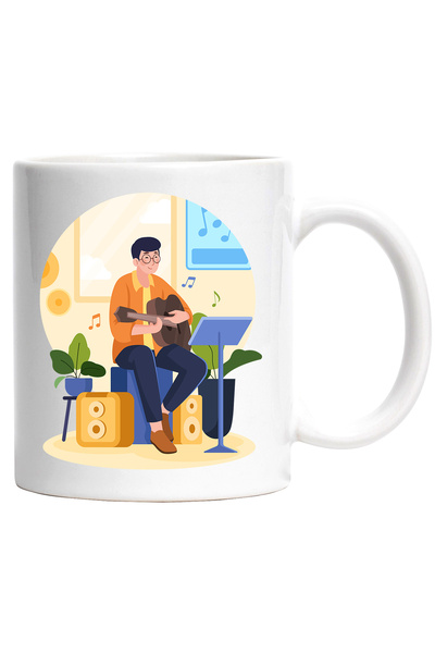 StoryGift Romania Cana Cu Muzician, Chitara, Boxe, Note Muzicale, Discuri, Mu...