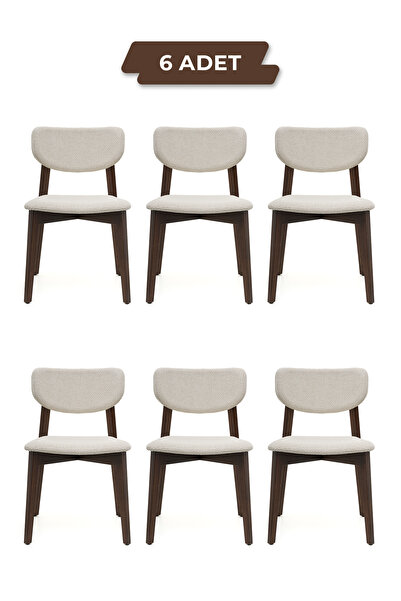 Tunçay Sandalye Leto Ceviz Ahşap 6'lı Mutfak Salon Yemek Odası Sandalyesi