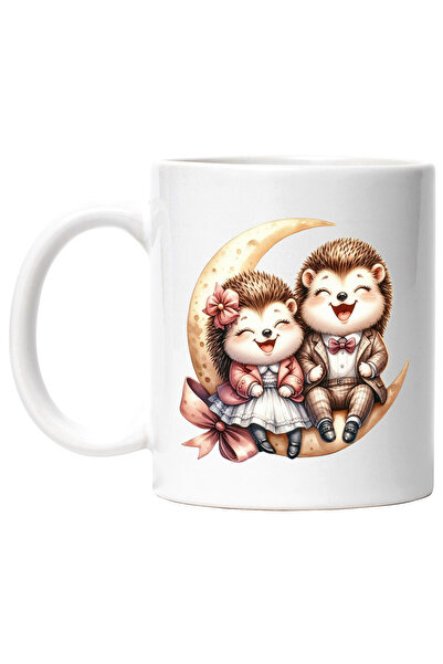 StoryGift Romania Cana cu 2 arici pe semiluna, rad, ilustratie, bucurie, inte...