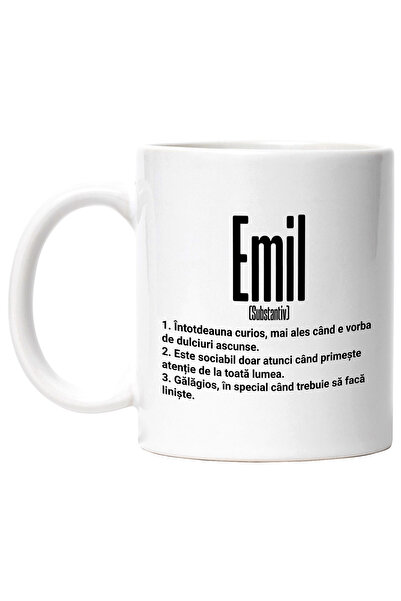 StoryGift Romania Cana Cu Numele Emil, Cu Mesaj Amuzant, Curios, Sociabil, Ga...