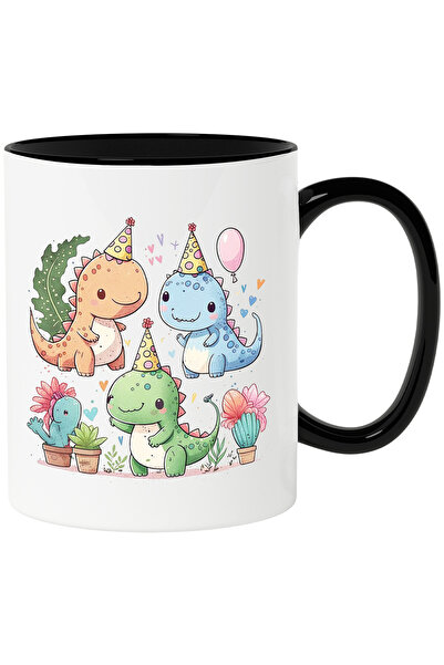 StoryGift Romania Cana cu pui de dinozaur la o petrecere, basm, ilustratie, inimioare, celebrare, , Cu Maner Negru