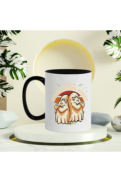 StoryGift Romania Mug With English Message This Is Double Boo Sheet, Halloween, Multicolor 330 ml,, With ,STG