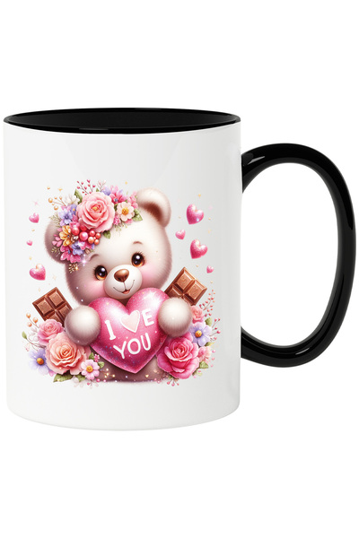 StoryGift Romania Cana cu un ursulet care tine in brate o inima pe care scrie...