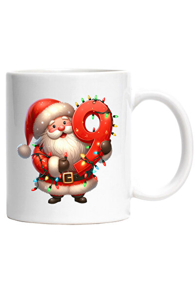 StoryGift Romania Cana cu Mos Craciun care tine cifra "9" | ilustratie | pent...