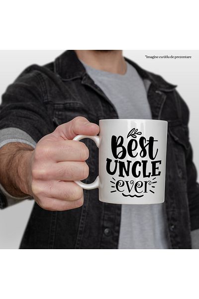 StoryGift Romania Cana pentru cel mai bun unchi din lume - rude apreciere cu Maner Alb, Cu Maner Alb