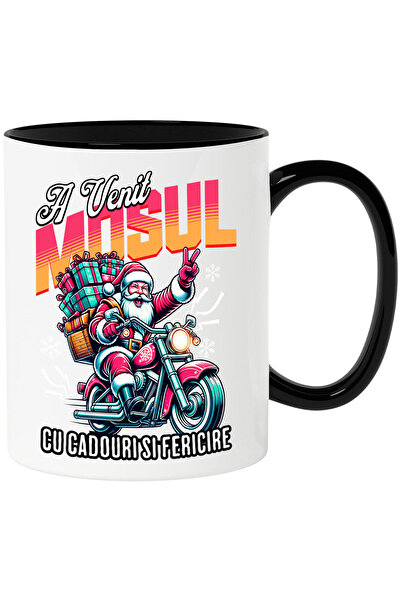StoryGift Romania Cana cu Mos Craciun Cool Pe Motocicleta Text A Venit Mosul ...