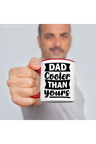 StoryGift Romania Mug with the text "Dad cooler than yours" - dad cooler than yours with Handle, With, STG.