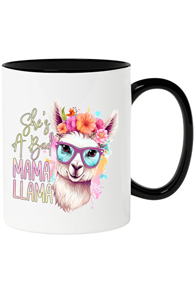 StoryGift Romania Cana cu lama cu flori in cap cu mesajul "She's a bad mama l...