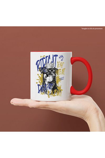 StoryGift Romania Crowned Dog Mug, motivational text I HAVE RISE UP MORE TIMES THAN I HAVE, With,STG
